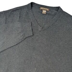 FLAW Chatham Road Mens XL Charcoal Gray Cotton Cashmere Blend V-Neck Sweater